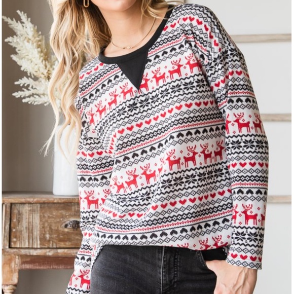 HEIMISH USA Red and Black Patterned Long Sleeve Top - Picture 4 of 9